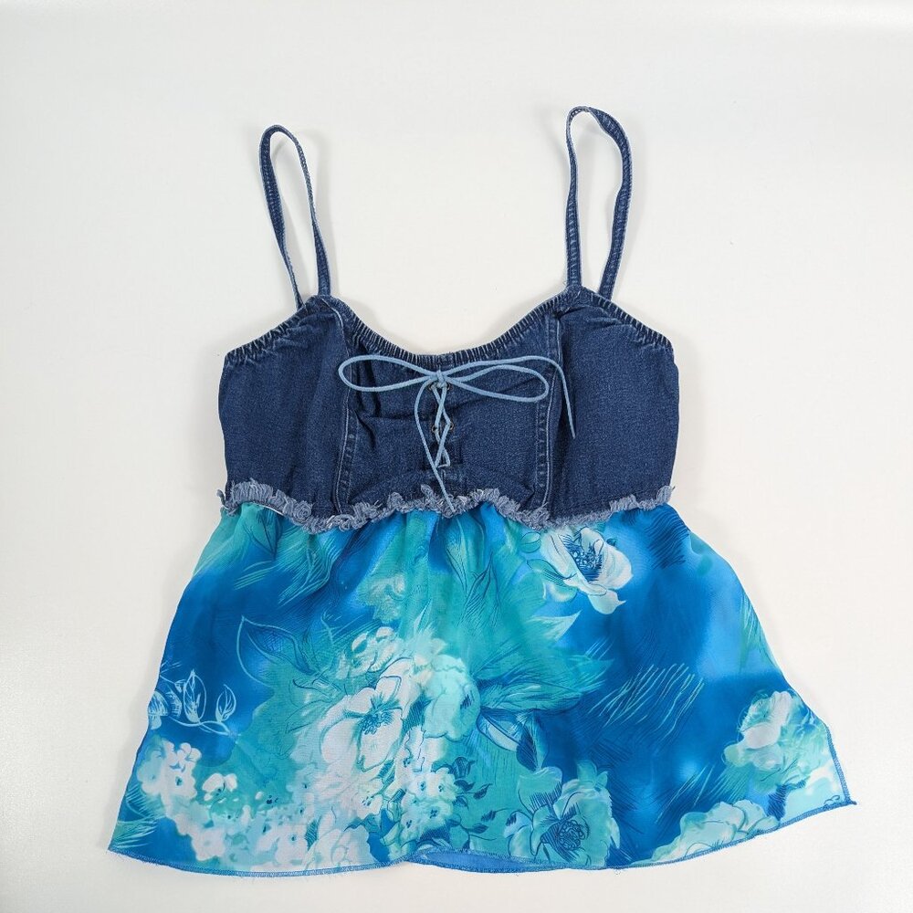 Vintage Jennifer Lauren Denim Floral Y2K Tank Top